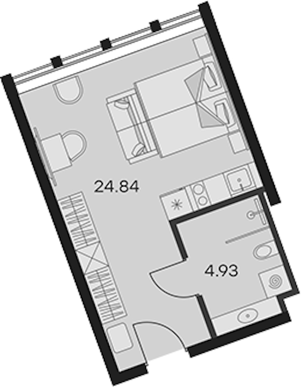 Квартира студия 29.77 м², 6/15 эт., Апарт-отель «Апарт-отель 25-7 Заневский»
